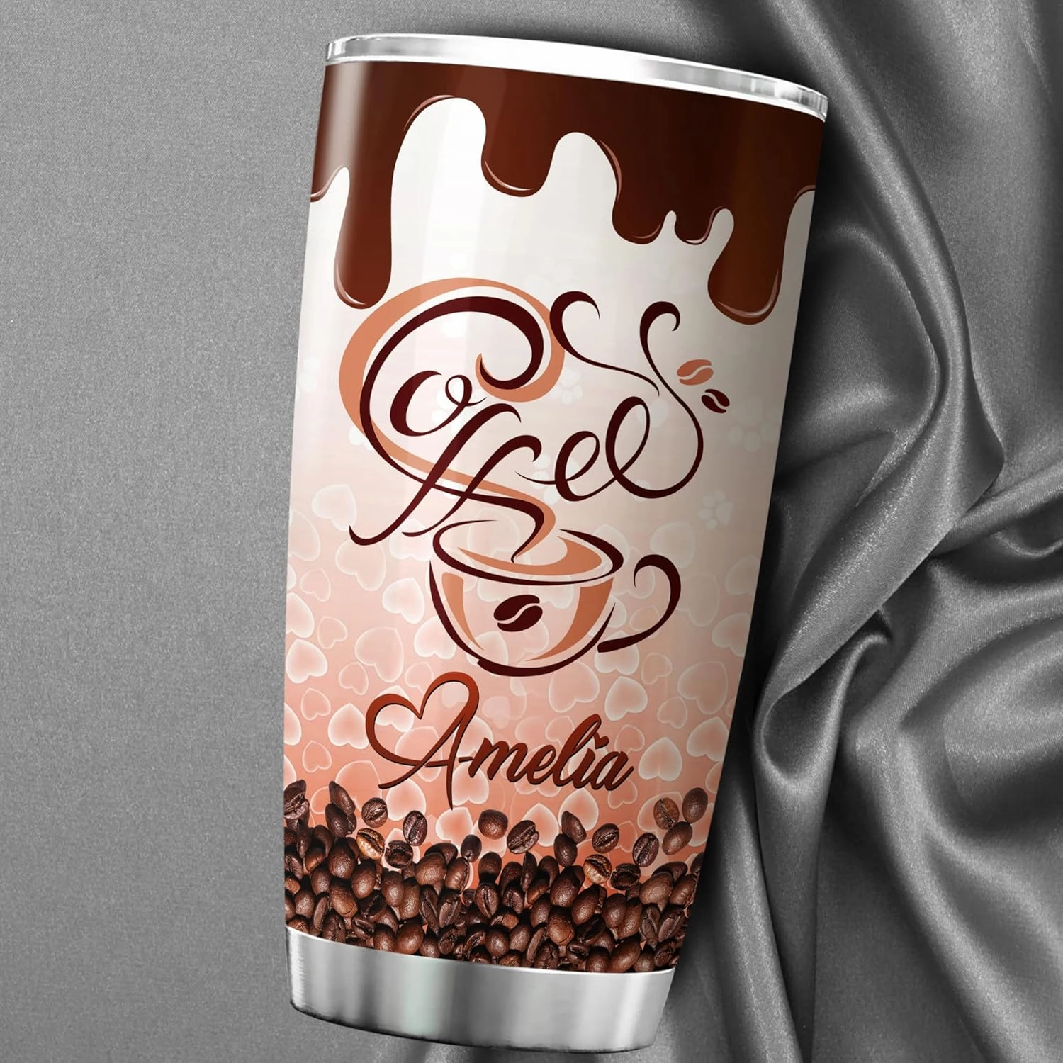ZOXIX Personalized Tumbler With Name 20 Oz Shh My Coffee And I Are Having A Moment Mug Funny Coffee And Cat Lovers Gifts For Women Birthday Present Cute Animal Insulated Travel Cup