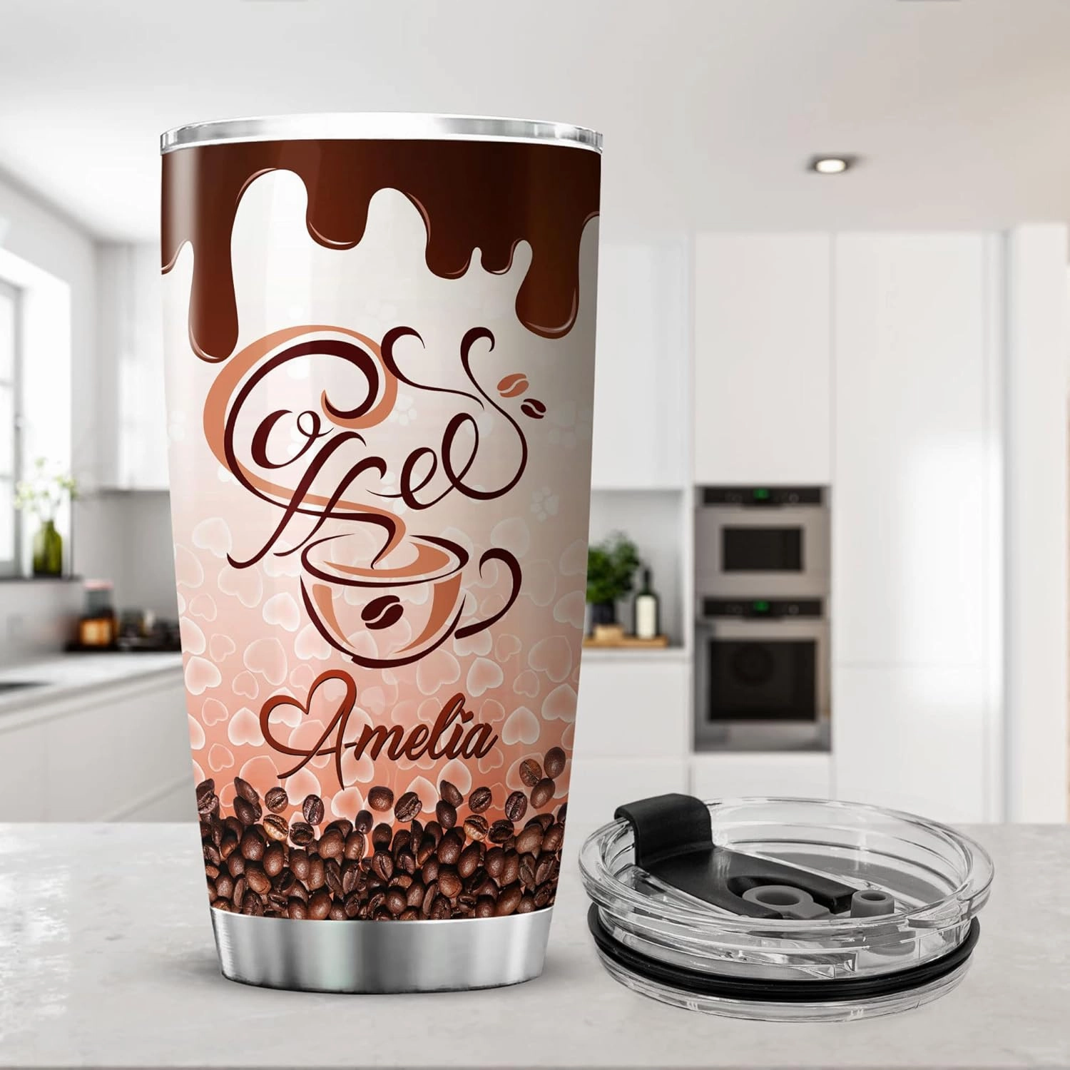 ZOXIX Personalized Tumbler With Name 20 Oz Shh My Coffee And I Are Having A Moment Mug Funny Coffee And Cat Lovers Gifts For Women Birthday Present Cute Animal Insulated Travel Cup