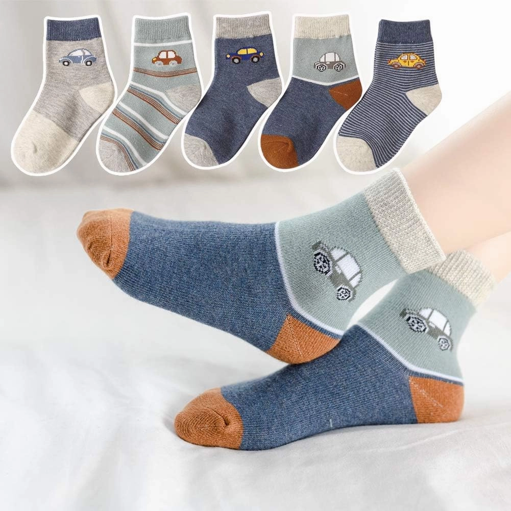 Zumou Toddler Kids Little Boys Fashion Cotton Crew Socks 5/10 Pack