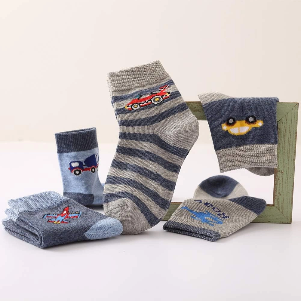Zumou Toddler Kids Little Boys Fashion Cotton Crew Socks 5/10 Pack