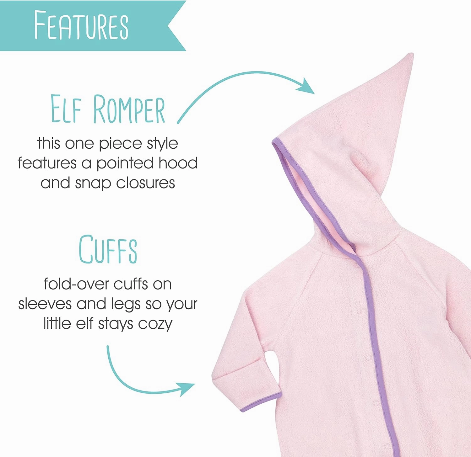 Zutano Cozie Fleece Baby One-Piece Elf Romper with Hood